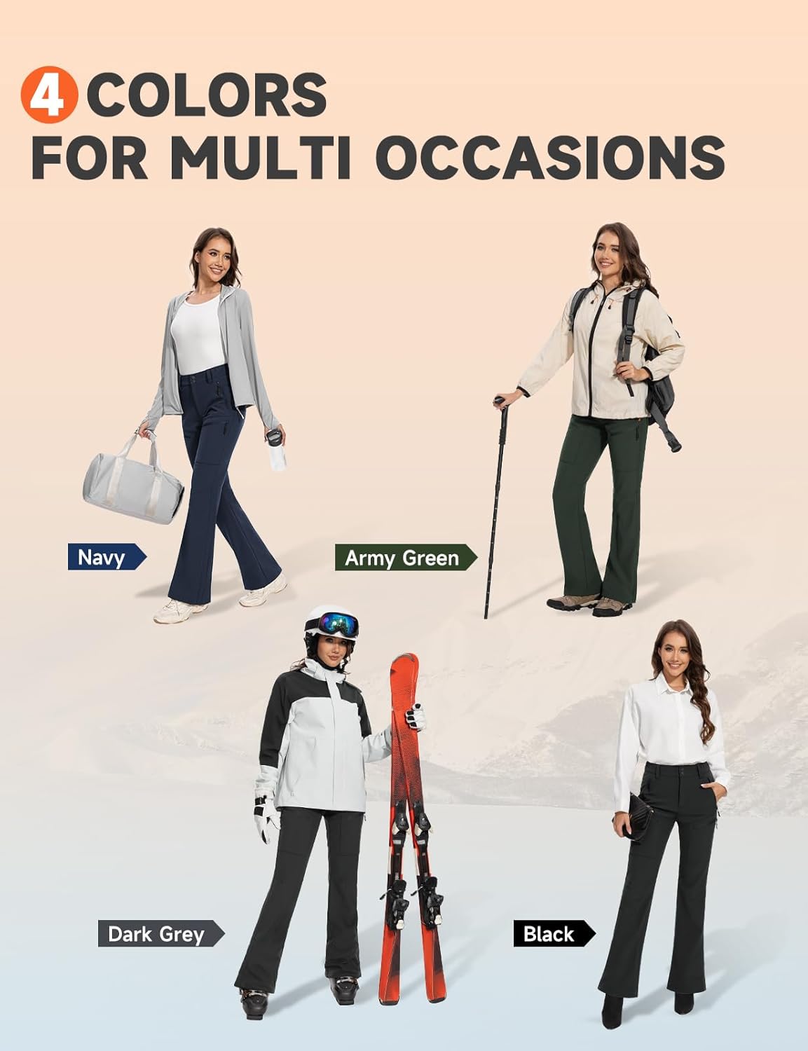 Moosehill Women's-Snow-Ski-Pants-Fleece-Lined-Waterproof-Thermal Insulated Warm for Snowboard Winter Hiking