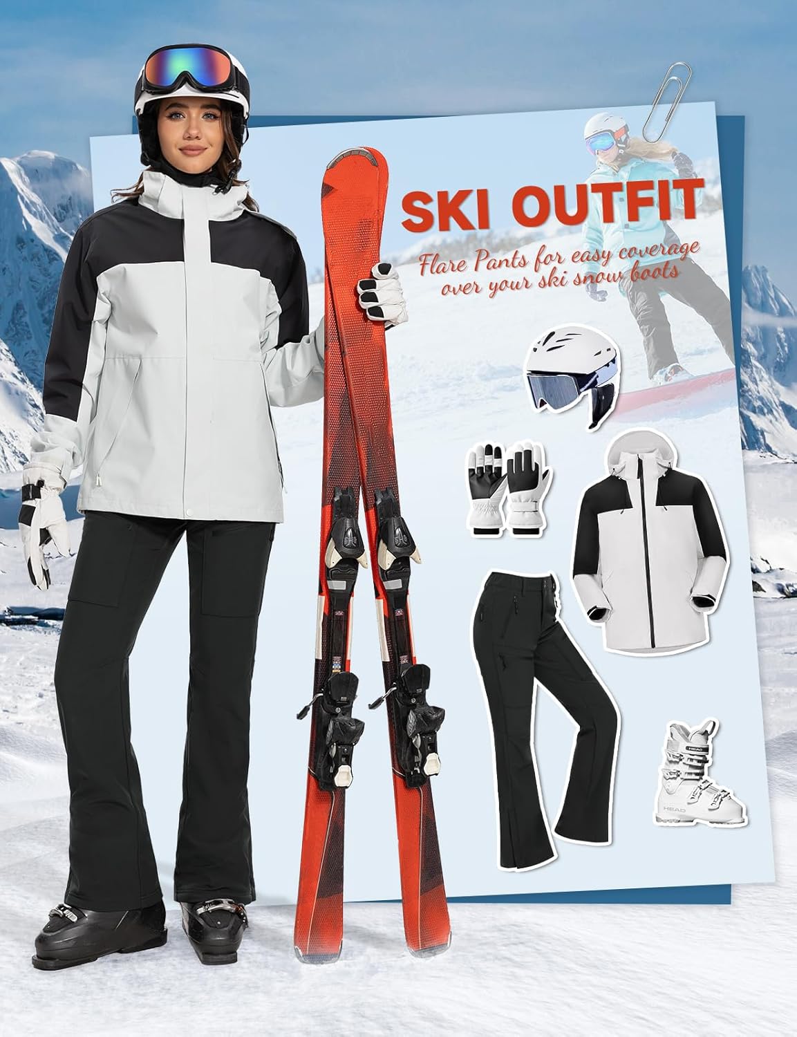 Moosehill Women's-Snow-Ski-Pants-Fleece-Lined-Waterproof-Thermal Insulated Warm for Snowboard Winter Hiking