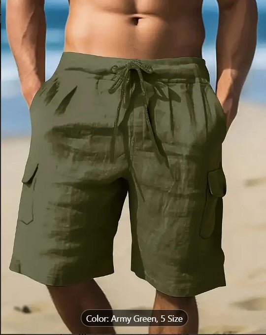 Emil™ | Casual Cotton Linen Blend Cargo Shorts