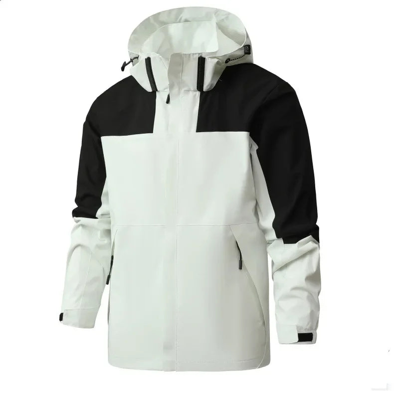 Outdoor Mountain Climbing Jacket Casual Couple Color Block Hooded Top Breathable Windproof Waterproof Dirtproof Motorcycle Equip