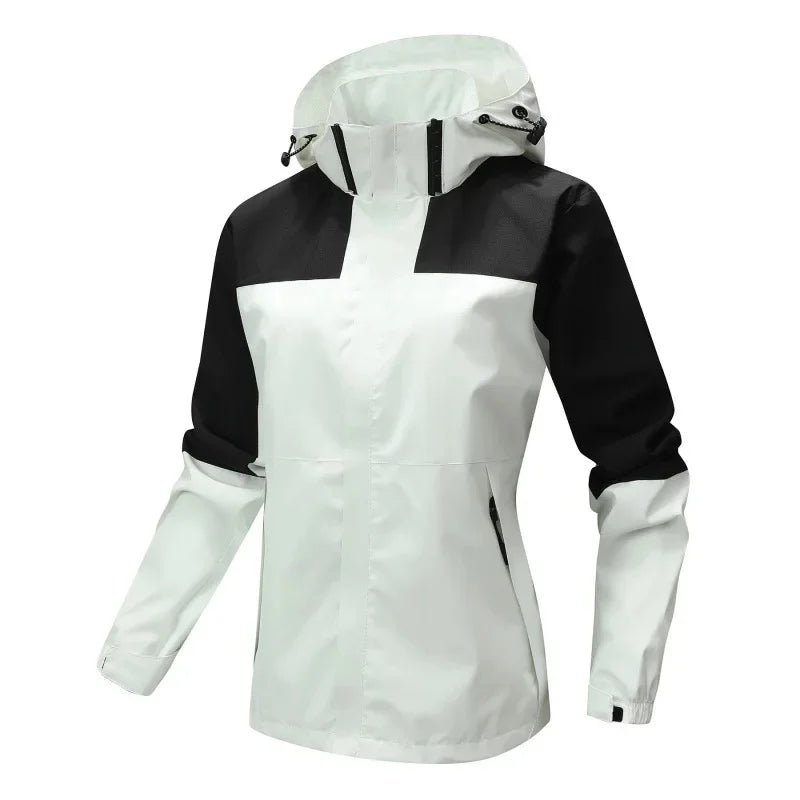 Outdoor Mountain Climbing Jacket Casual Couple Color Block Hooded Top Breathable Windproof Waterproof Dirtproof Motorcycle Equip