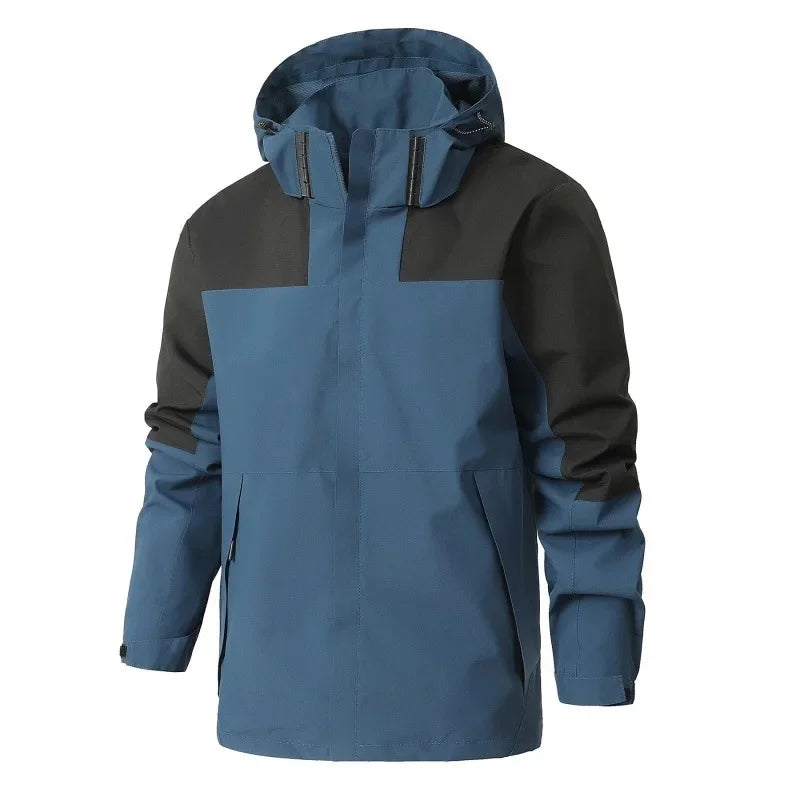 Outdoor Mountain Climbing Jacket Casual Couple Color Block Hooded Top Breathable Windproof Waterproof Dirtproof Motorcycle Equip