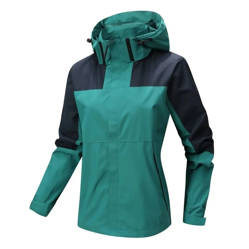 Outdoor Mountain Climbing Jacket Casual Couple Color Block Hooded Top Breathable Windproof Waterproof Dirtproof Motorcycle Equip