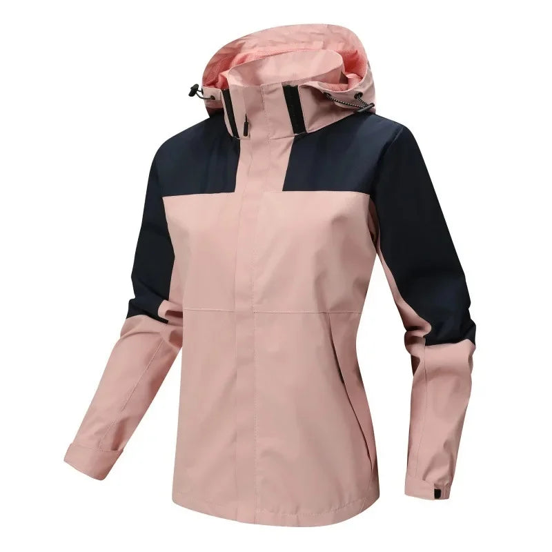 Outdoor Mountain Climbing Jacket Casual Couple Color Block Hooded Top Breathable Windproof Waterproof Dirtproof Motorcycle Equip