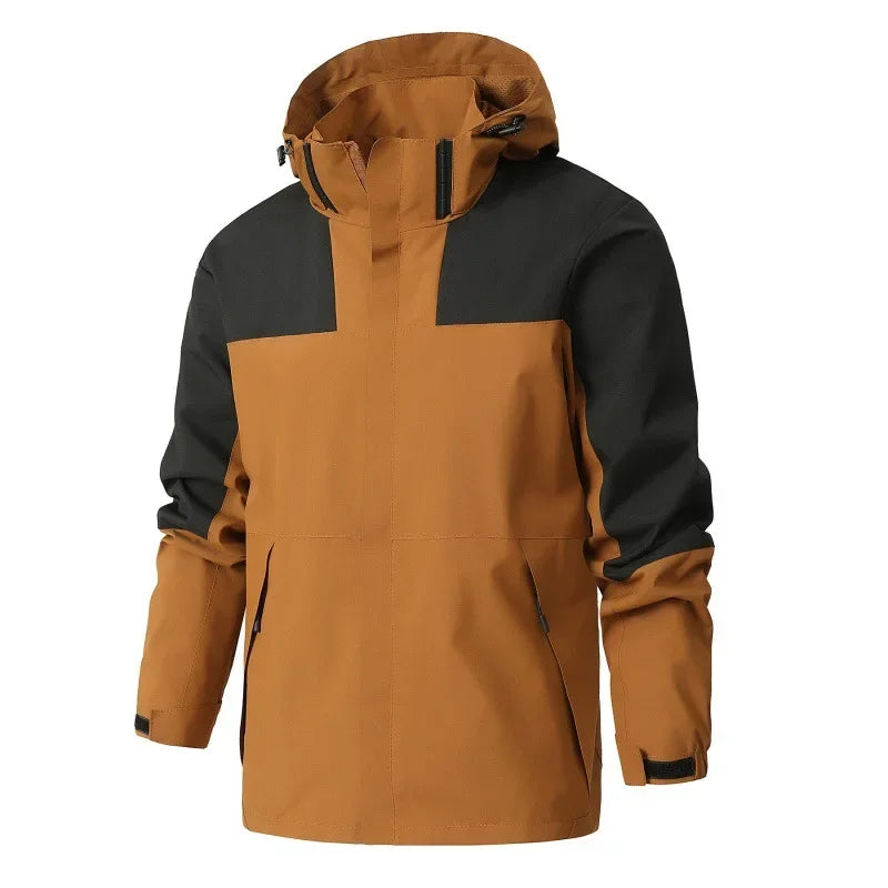 Outdoor Mountain Climbing Jacket Casual Couple Color Block Hooded Top Breathable Windproof Waterproof Dirtproof Motorcycle Equip