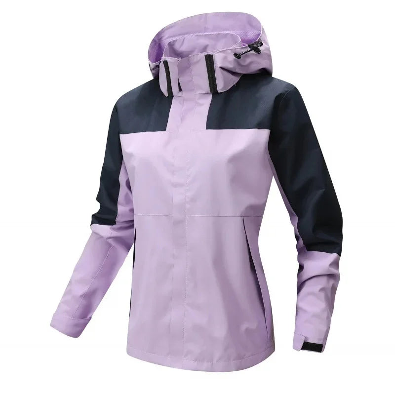 Outdoor Mountain Climbing Jacket Casual Couple Color Block Hooded Top Breathable Windproof Waterproof Dirtproof Motorcycle Equip