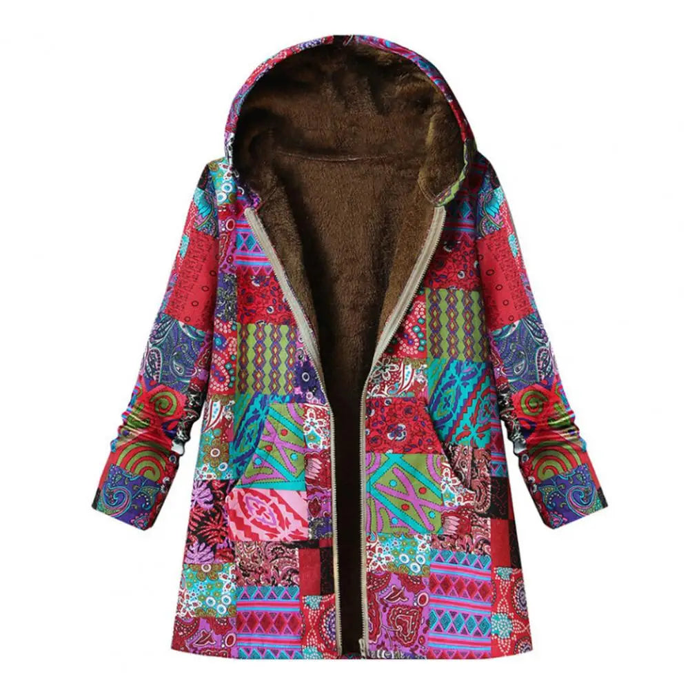 Fashion Long Coat  Mid-Length Skin-friendly Winter Coat  Zipper Closure Plush Winter Coat