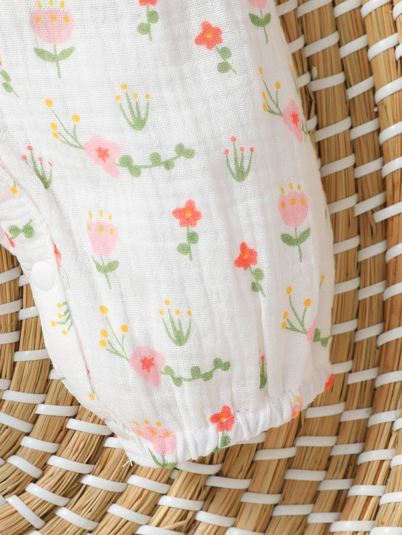 Baby Girl 'S All Seizoenen Lange Mouw Print Bloemen Met Strik Dagelijks Jumpsuit Voor Newborn-6M Kleding + Hoofdband