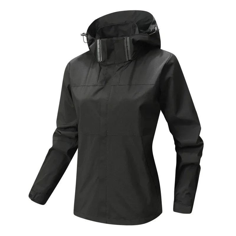 Outdoor Mountain Climbing Jacket Casual Couple Color Block Hooded Top Breathable Windproof Waterproof Dirtproof Motorcycle Equip